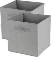 Urban Living Opbergmand/kastmand Square Box - 3x - karton/kunststof - 29 liter - betongrijs - 31 x 31 x 31 cm - Vakkenkast manden