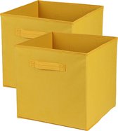 Urban Living Opbergmand/kastmand Square Box - 2x - karton/kunststof - 29 liter - geel - 31 x 31 x 31 cm - Vakkenkast manden