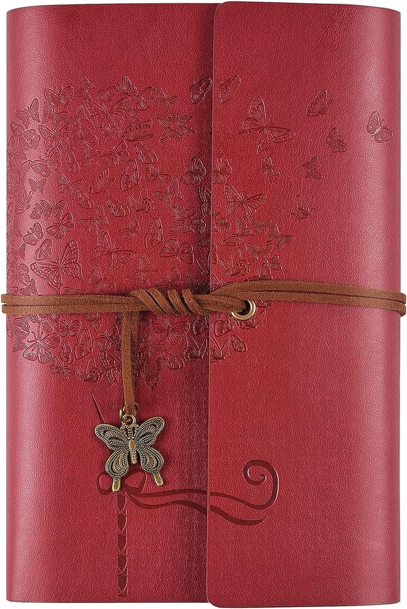 Leren dagboek notitieboekje, navulbaar schrijfdagboek dagboek planner voor vrouwen meisjes, geregelde reizigers tijdschriften om in te schrijven, A6 5,1 x 7,3 inch (rood)