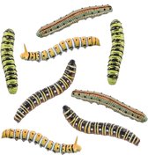 Chaks fausses chenilles/insectes 18 cm - vert/marron - 8x pièces - Créatures de décoration thème Horreur/fluage