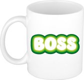 Bellatio Decorations Cadeau mok voor baas - groen - grappig - keramiek - 300 ml - boss