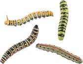 Chaks fausses chenilles/insectes 18 cm - vert/marron - 4x pièces - Créatures de décoration thème Horreur/fluage