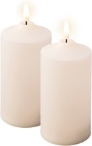 Bougie/bougie pilier LED Lumineo - 2x pcs - blanc crème - D7,5 x H17 cm - pour extérieur - minuterie