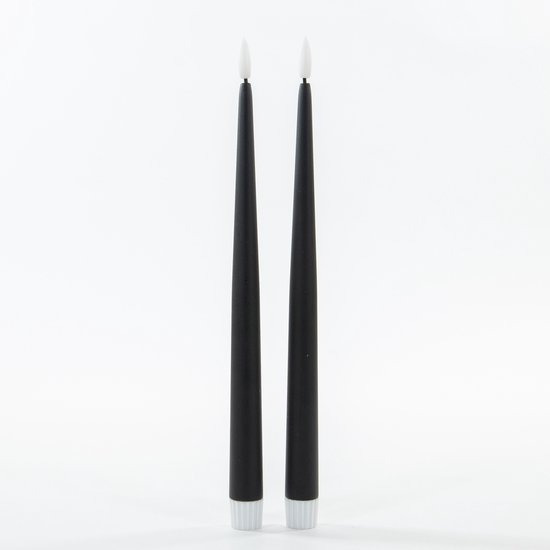 Anna's Collection LED dinerkaarsen - zwart - 2x st - 30 cm - 3D vlam