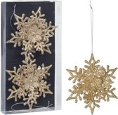 Christmas Decoration kersthangers sneeuwvlokken -2x-champagne -11,5 cm