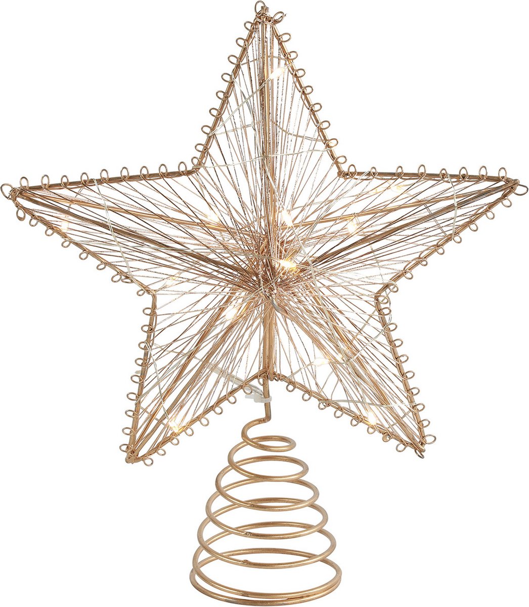 Countryfield kerst ster piek - koper - LED licht warm wit - 25 cm