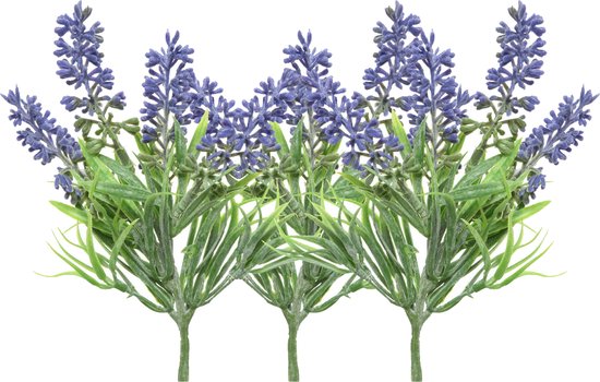 Everlands kunstbloemen tak lavendel - 3x - paars - D7 x H26 cm