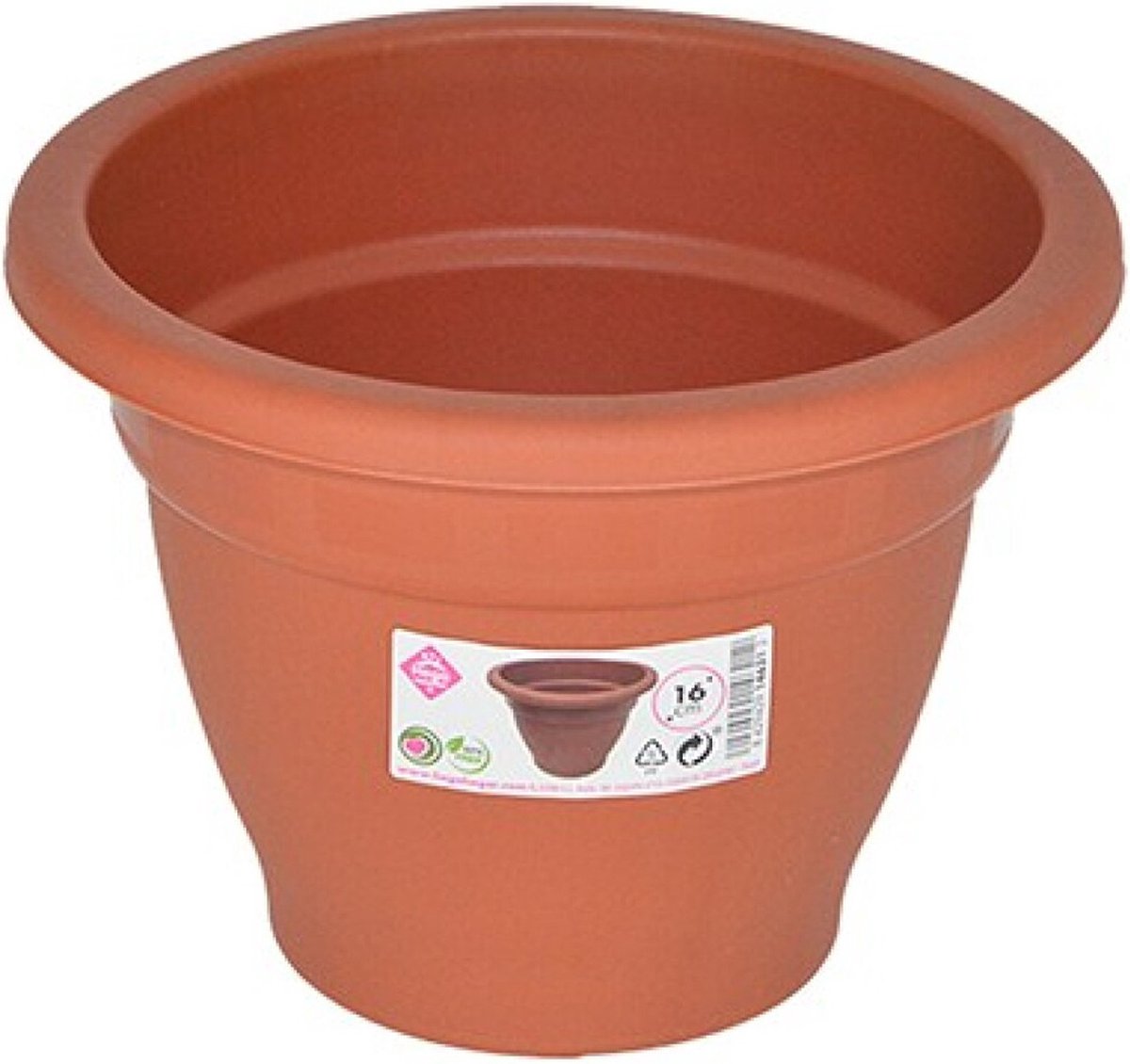 Hega Hogar Plantenpot/bloempot - terra cotta - 16 cm - kunststof