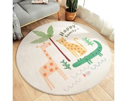 Kindertapijt rond wasbaar voor babykamer peuterkamer woonkamer slaapkamer vloerkleed groot kindertapijt ronde tapijten pluizige mat kinderbeschermingsmatten kindermat 100 cm