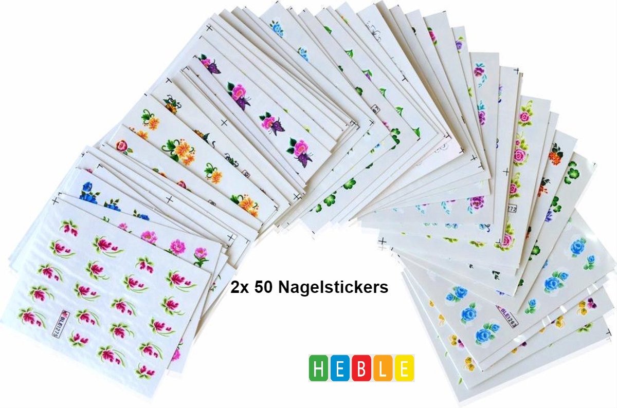 Goedkoopste 100 x~Kleurrijke~Nagelstickers~voor~een~Opvallend~Resultaat - van Heble®