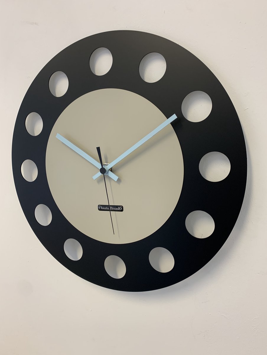 Wandklok ChantalBrandO CETARA BLACK & GREY -- MODERN DESIGN -- ZWART EN GRIJS