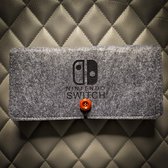 Vilten opberghoes - geschikt voor Nintendo Switch (Oled, Lite) - grijs/rood