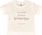 Shirt Aankondiging zwangerschap "Lees altijd de kleine lettertjes (ik word grote zus)" | korte mouw | Wit/rood | maat 134/140 zwangerschap aankondiging bekendmaking Baby big bro Sis Sister