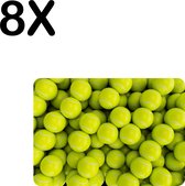 BWK Stevige Placemat - Tennis Ballen op een Hoop - Set van 8 Placemats - 35x25 cm - 1 mm dik Polystyreen - Afneembaar