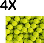 BWK Textiele Placemat - Tennis Ballen op een Hoop - Set van 4 Placemats - 40x30 cm - Polyester Stof - Afneembaar