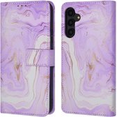 iMoshion Hoesje Met Pasjeshouder Geschikt voor Samsung Galaxy A54 (5G) - iMoshion Design Bookcase smartphone - Paars / Purple Marble