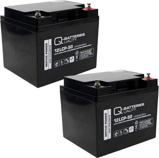 Q-Batteries Batterie de rechange pour scooter Invacare Leo 24 V 2 x 12 V 50  Ah