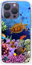 Silicone Back Cover Geschikt voor iPhone 15 Pro Smartphone hoesje met doorzichtige rand Vissen