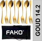 Fako Bijoux® - Gebak Bestek / Dessert Bestek Classic - 14cm - Goud - 4 Sets