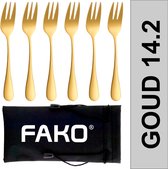 Fako Bijoux® - Gebaksvork / Dessertvork Classic - 14cm - Goud - 6 Stuks