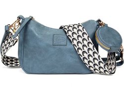 Blauwe schoudertas Monto | handtas | schouderband | crossbodytas | handbag | bagstrap | shoulderstrap | verstelbaar | modetrend |