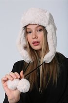 Flappen muts dames - Wintermuts - Vrouwen Winter Hoed Warm Oorklep - Fluffy Muts met oorflappen - Muts met flappen dames - Skimuts - Beige Muts met oorflappen