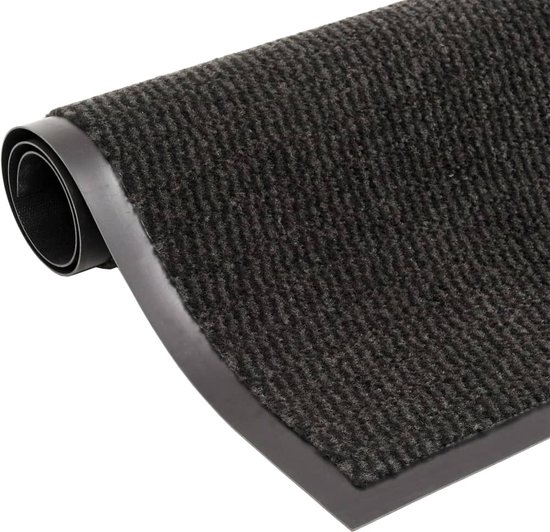 The Living Store Deurmat - Flexibel Getuft Polypropeen - Anti-slip Rubber - 60x150 cm - Zwart