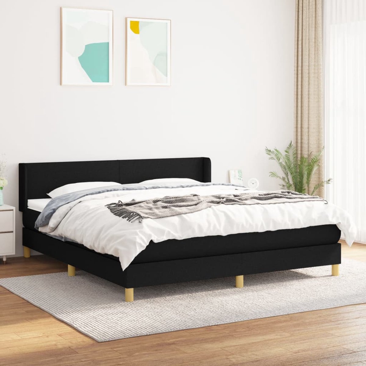 The Living Store Boxspringbed - Pocketvering - 180x200cm - Zwart