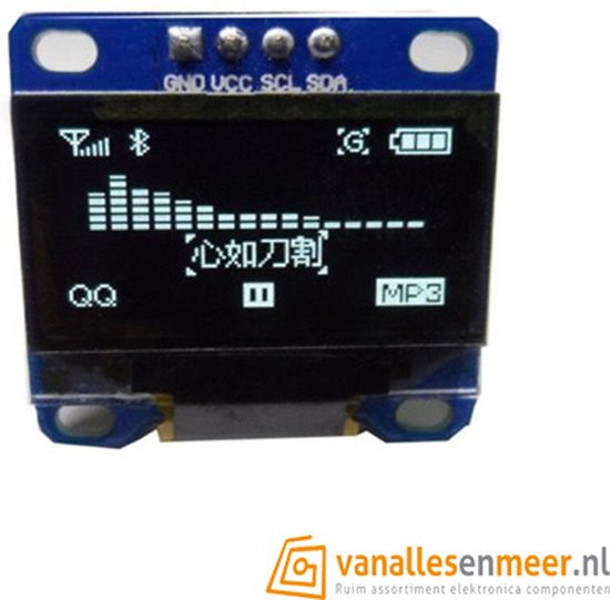 Produktbild von Whadda 0,96 Zoll OLED-Display I2C – 128x64 Pixel, 160° Blickwinkel, Energiesparend – Für Maker & STEM-Projekte (Made In Belgium)