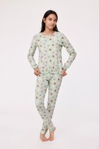Woody Studio pyjama filles/femmes - vert menthe - imprimé smiley all-over - 232-12-YPB-Z/955 - taille 176