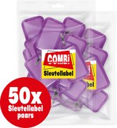 Combi-Label openklapbare Sleutellabels paars met inlay - Sleutelhanger - Naamlabel – openklapbaar 50 stuks