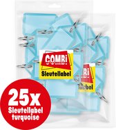 Combi-Label openklapbare Sleutellabels turquoise met inlay - Sleutelhanger - Naamlabel – openklapbaar 25 stuks