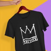 Jean Michel Basquiat Crown - Unisex T-Shirt - Slim fit T-shirt met ronde hals en korte mouwen, Size: M