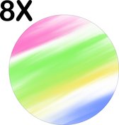 BWK Flexibele Ronde Placemat - Fel Gekleurde Vegen - Set van 8 Placemats - 40x40 cm - PVC Doek - Afneembaar