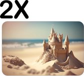 BWK Stevige Placemat - Prachtig Zandkasteel op het Strand - Set van 2 Placemats - 45x30 cm - 1 mm dik Polystyreen - Afneembaar