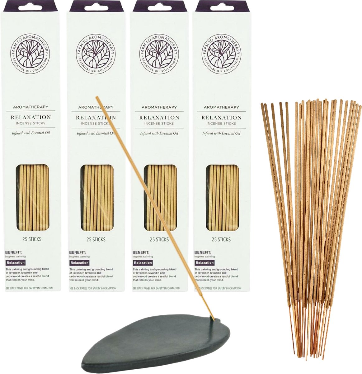 Wierook Aromatherapy Relaxtion 100 stokjes incl. Speksteen Wierookhouder