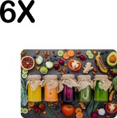 BWK Luxe Placemat - Kleurrijke Potten met Groente en Fruit - Set van 6 Placemats - 35x25 cm - 2 mm dik Vinyl - Anti Slip - Afneembaar