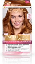 2x L'Oréal Excellence Crème Permanente Crèmekleuring 7.43 Koper Goudblond