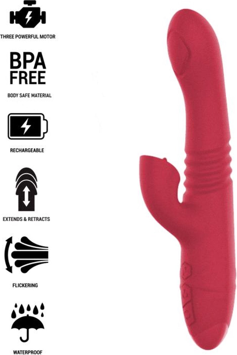 INTENSE FUN | Intense - Dua Multifunction Rechargeable Vibrator Up and Down With Red Tongue