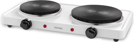 Blokker Elektrische Kookplaat - 2 Pits - Vrijstaand - 1000 en 1500 Watt - Wit