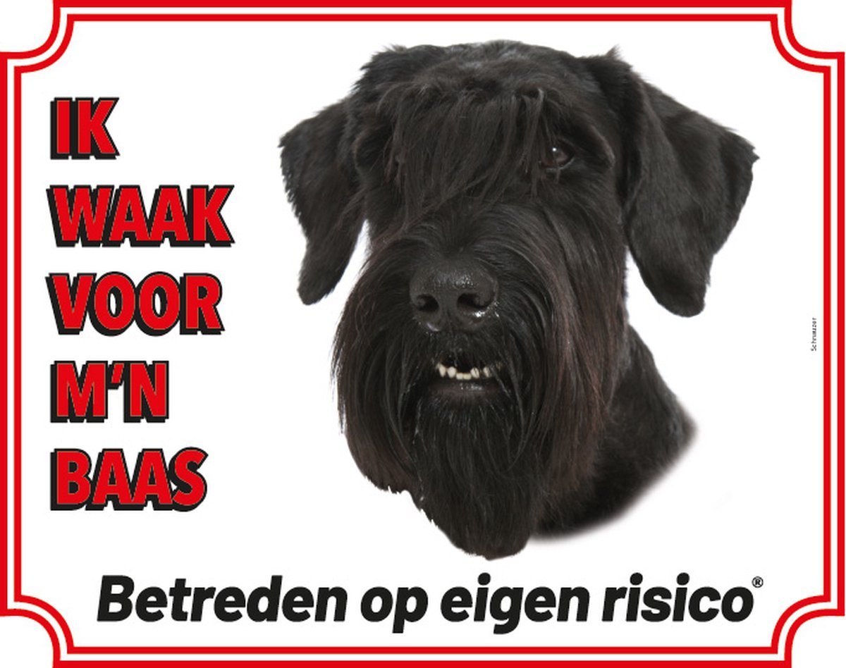 Bol.com Schnauzer Waakbord - Ik waak voor mijn baas Zwart aanbieding