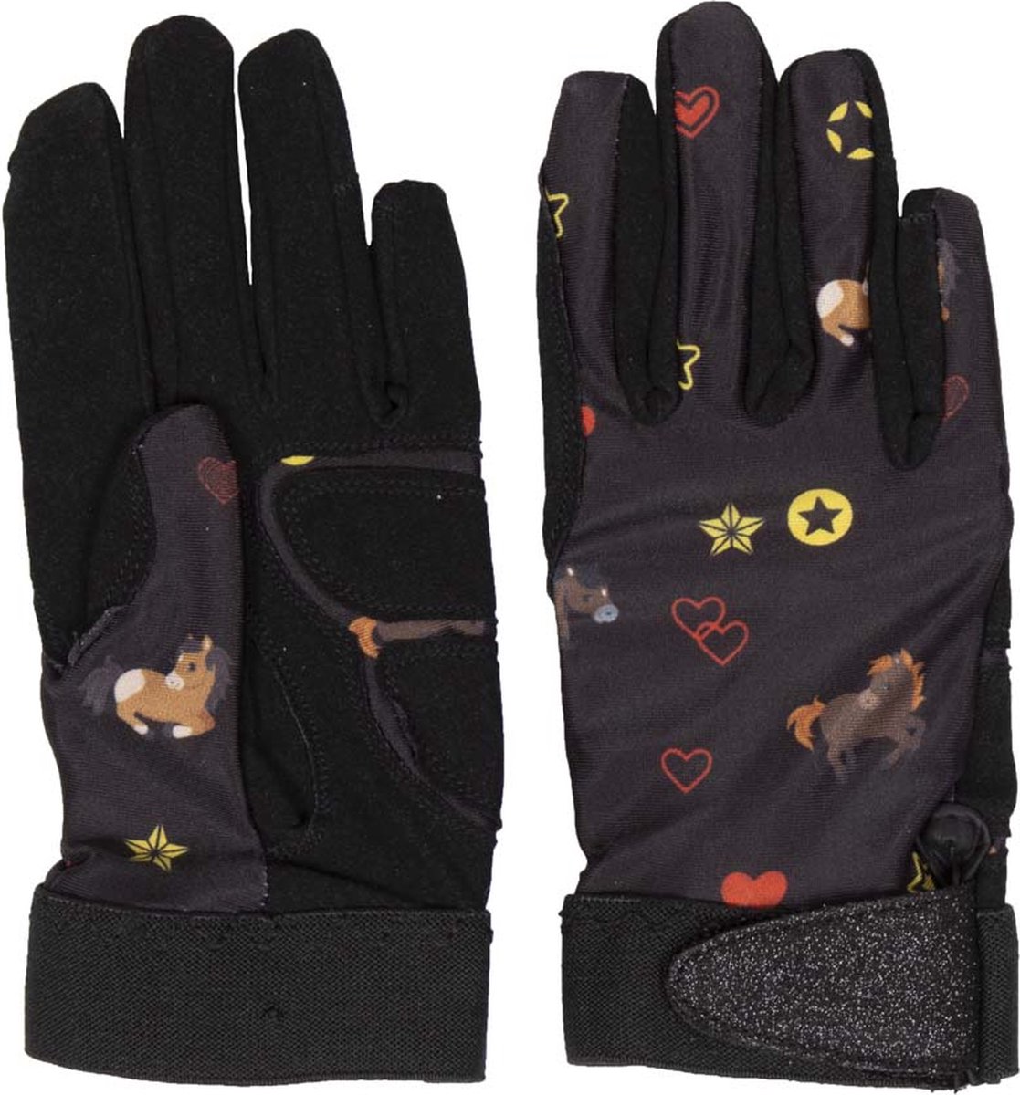 Mondoni Horse Kinder Handschoenen - Maat: 152 - Zwart - Lycra - Paardrijhandschoenen