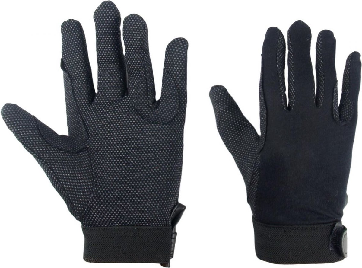 Mondoni Mini Grip Handschoen - Maat: L - Zwart - Katoen - Paardrijhandschoenen