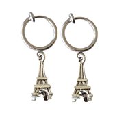 Klem oorbellen -Mini Eiffeltoren-Zilverkleur-Geen gaatjes-Charme Bijoux
