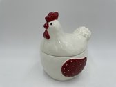 Pot de conservation avec couvercle poulet en céramique, blanc 14x13x16cm | A200542 | Décoratif