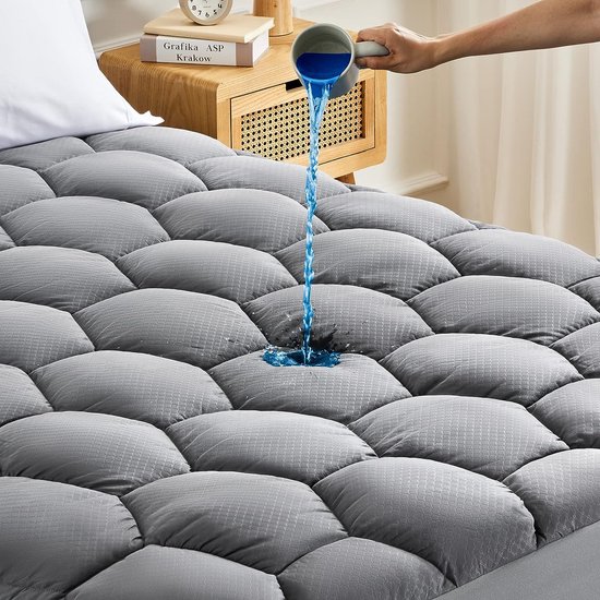 Waterdichte matrasbeschermer, zachte matrastopper, dunne ademende matrasoplegger, geschikt als matrasbeschermer, wasbaar 180 x 200 cm