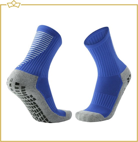 ATTREZZO® Premium sportsokken met extra grip - Blauw/Grijs - maat 38-45 - Extra Comfort - Anti blaren - Voetbal