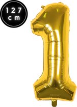 Fienosa Cijfer Ballonnen - Nummer 1 - Goud Kleur - 127 cm - XXL Groot - Helium Ballon - Verjaardag Ballon