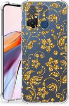 Smartphone hoesje Xiaomi Redmi 12C Hoesje Bumper met transparante rand Gouden Bloemen