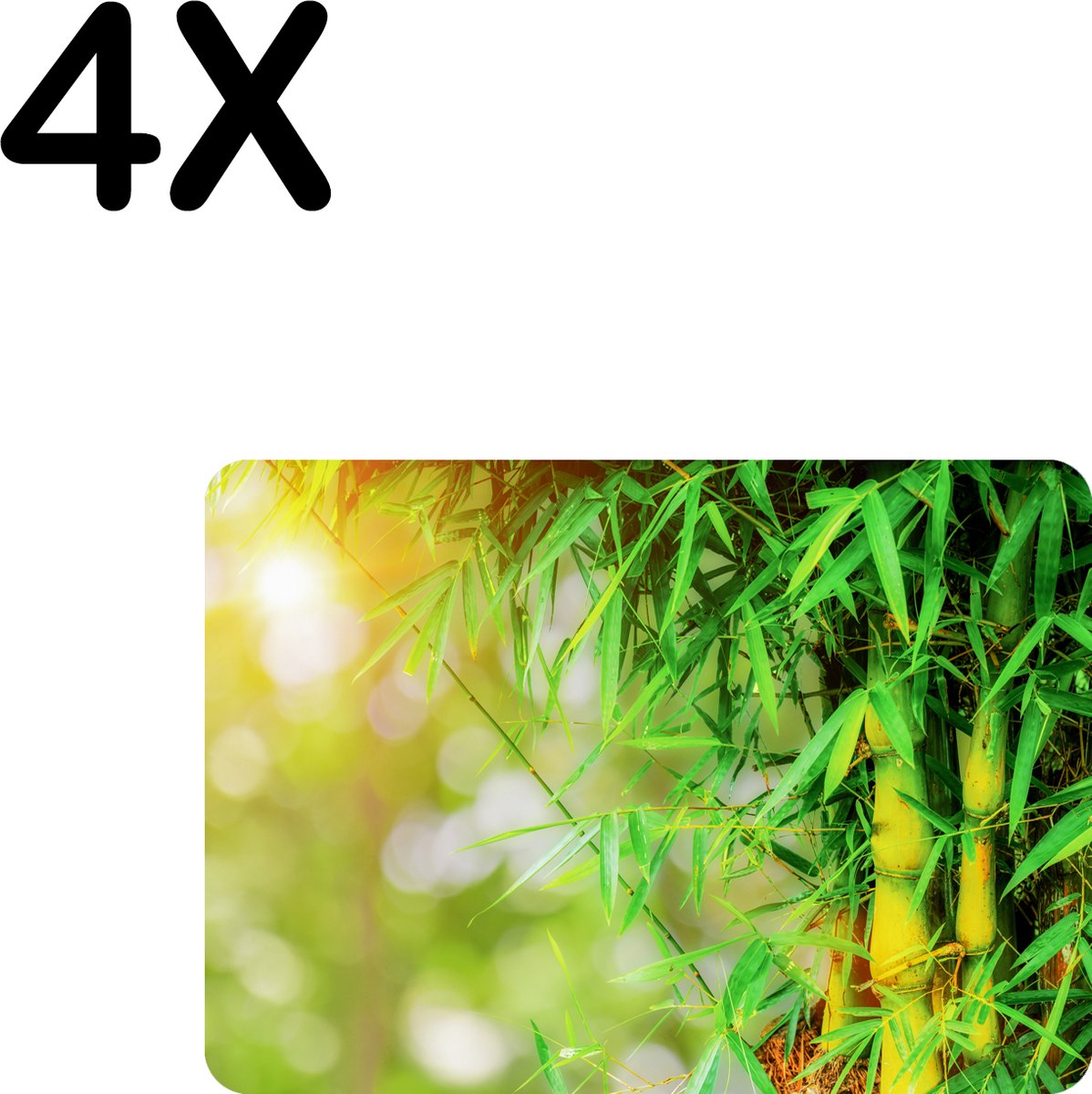 BWK Flexibele Placemat - Groene Bamboo - Set van 4 Placemats - 35x25 cm - PVC Doek - Afneembaar
